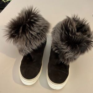Salvador Ferragammo Suede Fur Sneakers